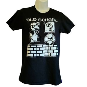 🗺️ Super Mario Nintendo 2014 "Old School" T-Shirt OG Gamers Millennials Juniors